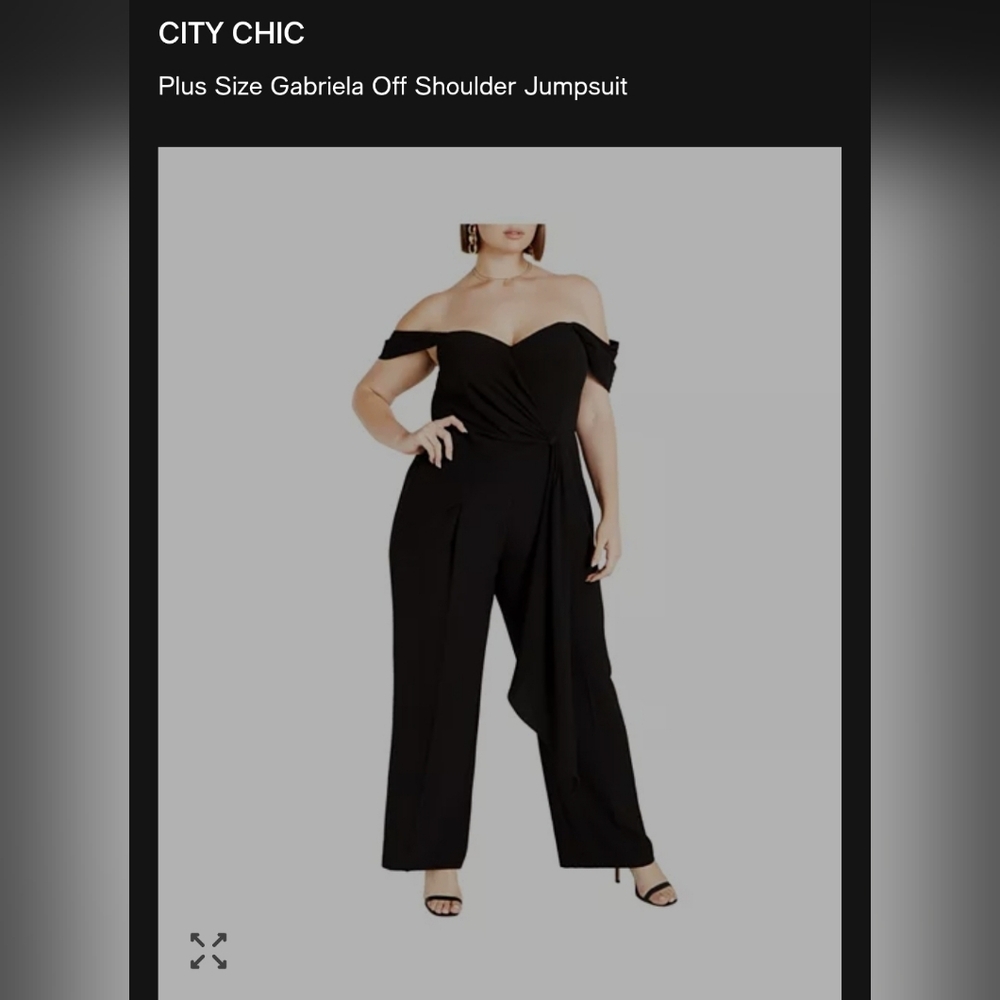 City Chic Black Off-Shoulder Draped Jumpsuit